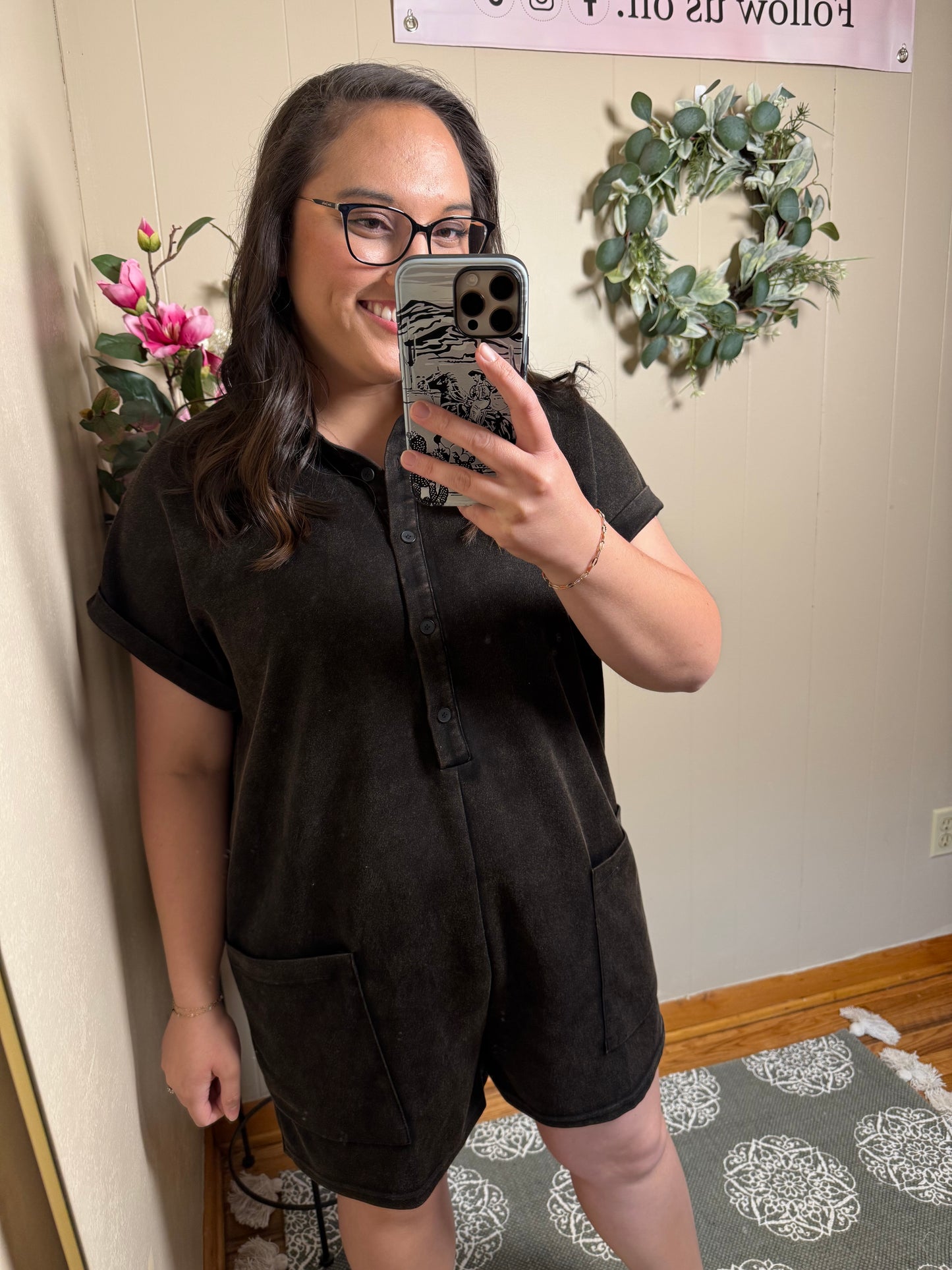 Ivy's Vintage Wash Scuba Romper