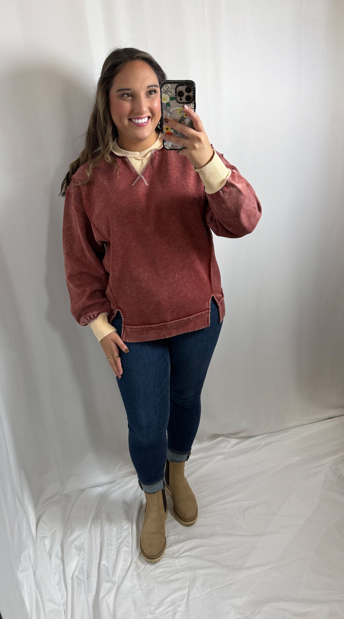 The Vintage Rust Pullover- DARK RUST