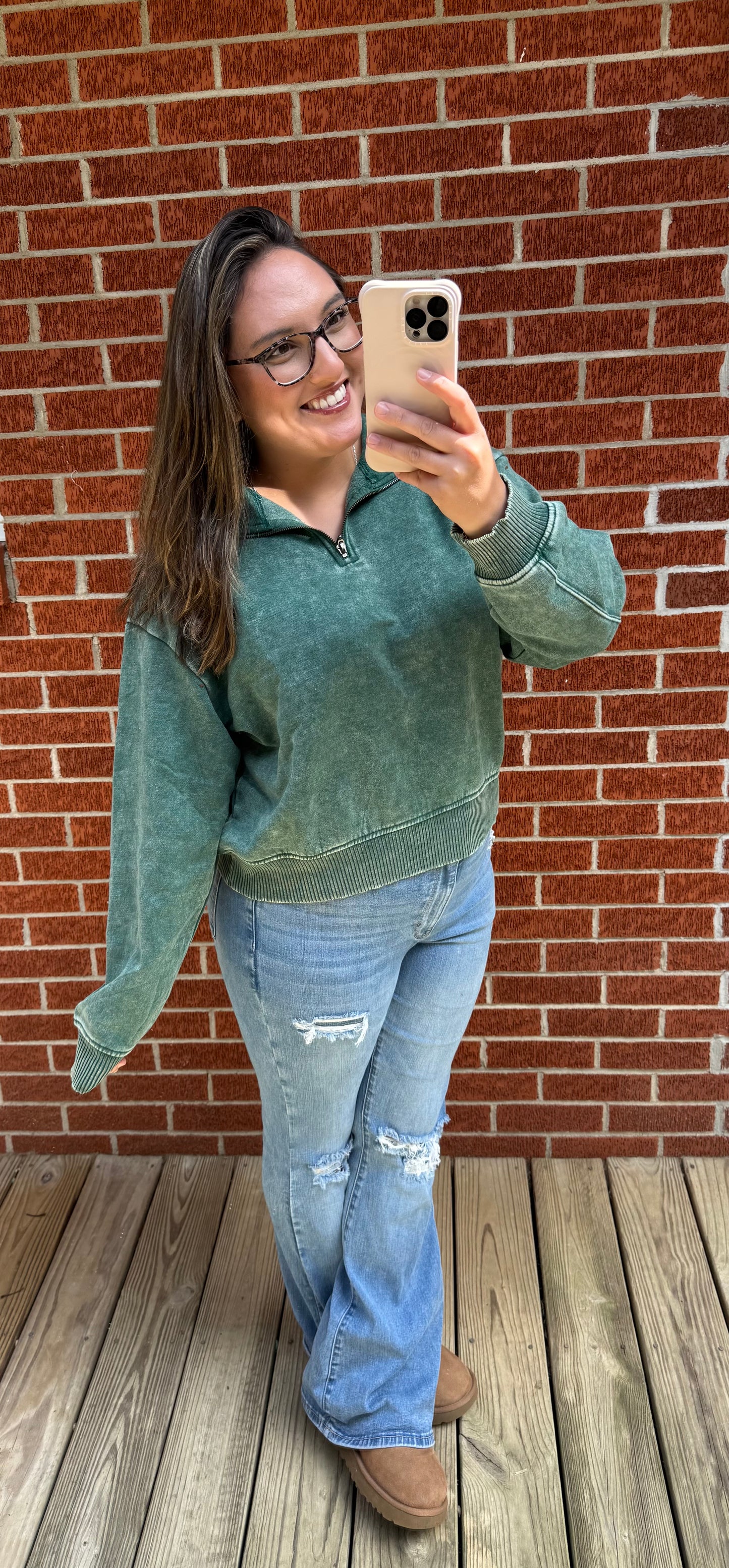 The Willow Creek Half Zip Pullover- Dark Green
