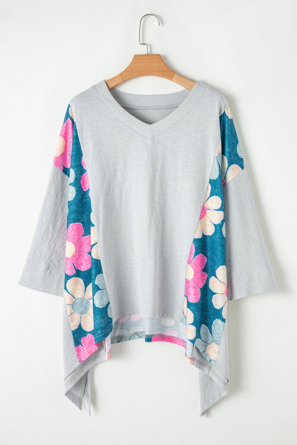 Floral Colorblock High Low Top