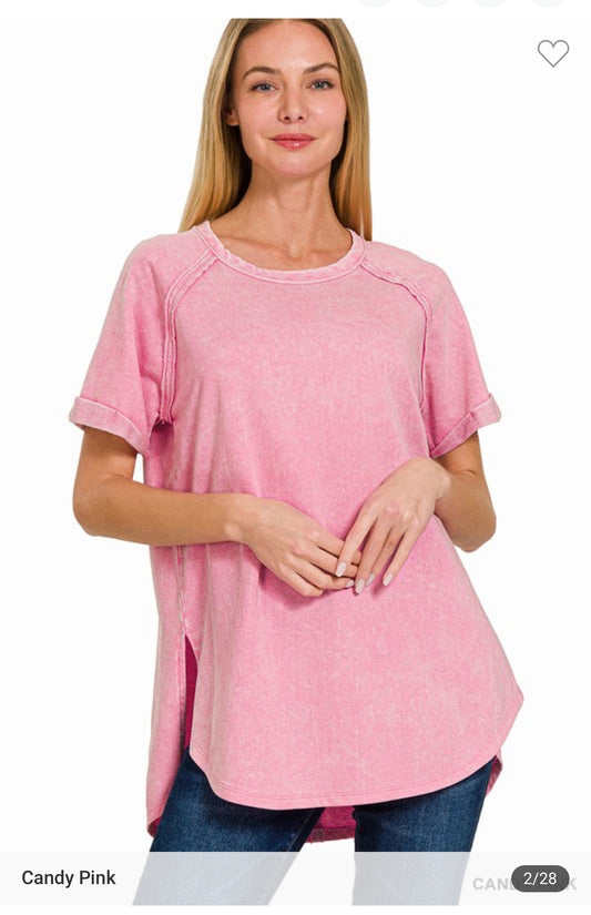 Abby's Acid Color Wash Short Sleeve Top