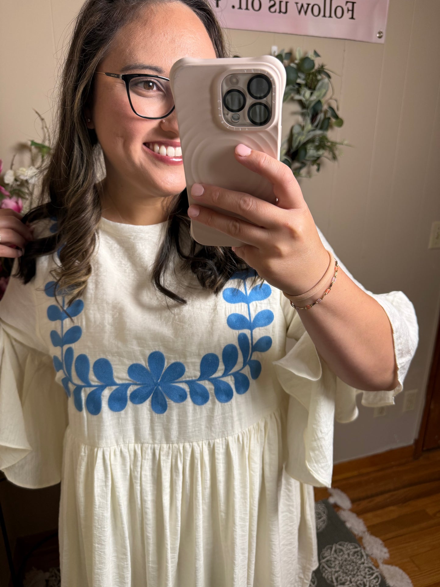 Boho Embroidered Babydoll Mini