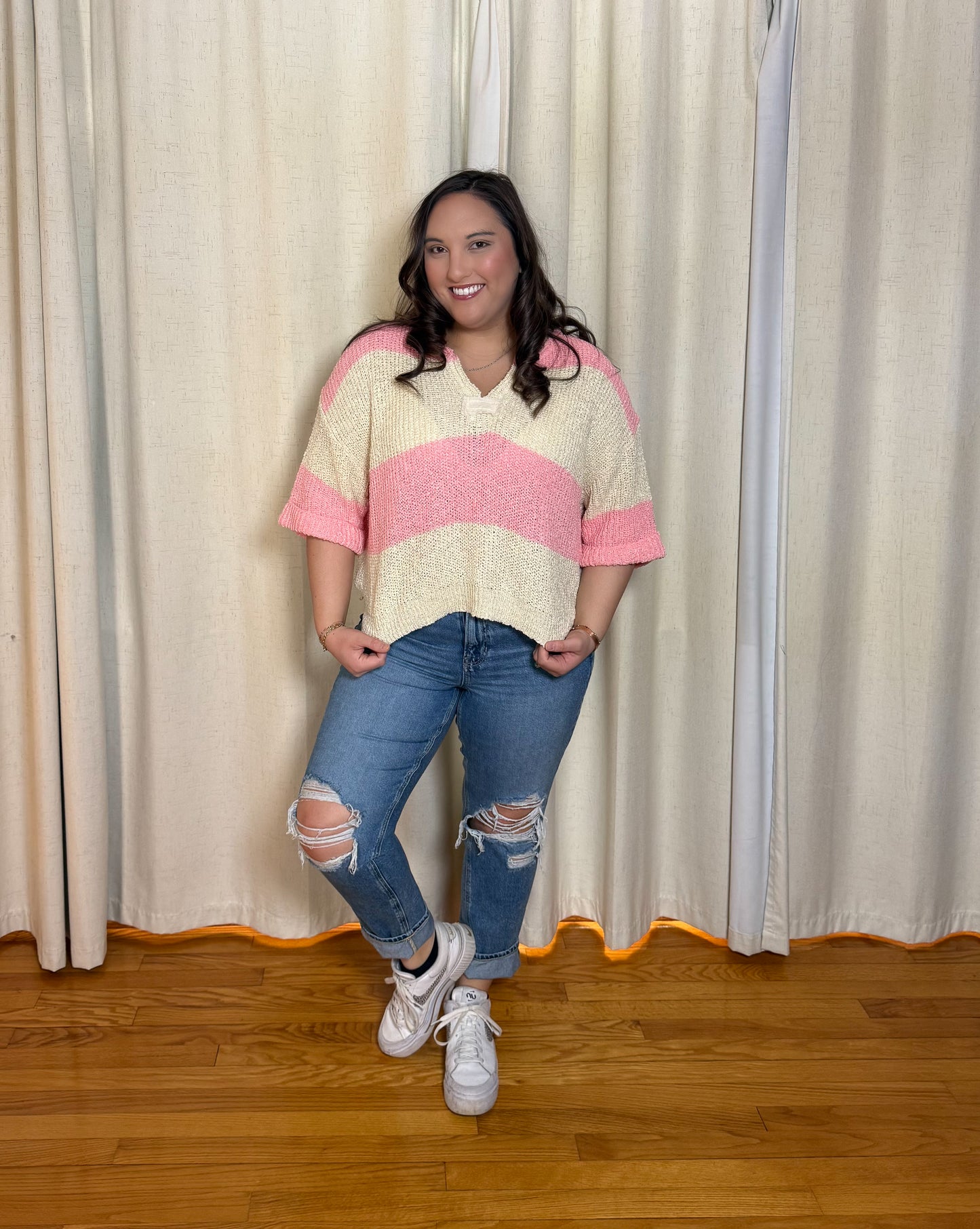 Coral Crush Knit Top- Coral Pink