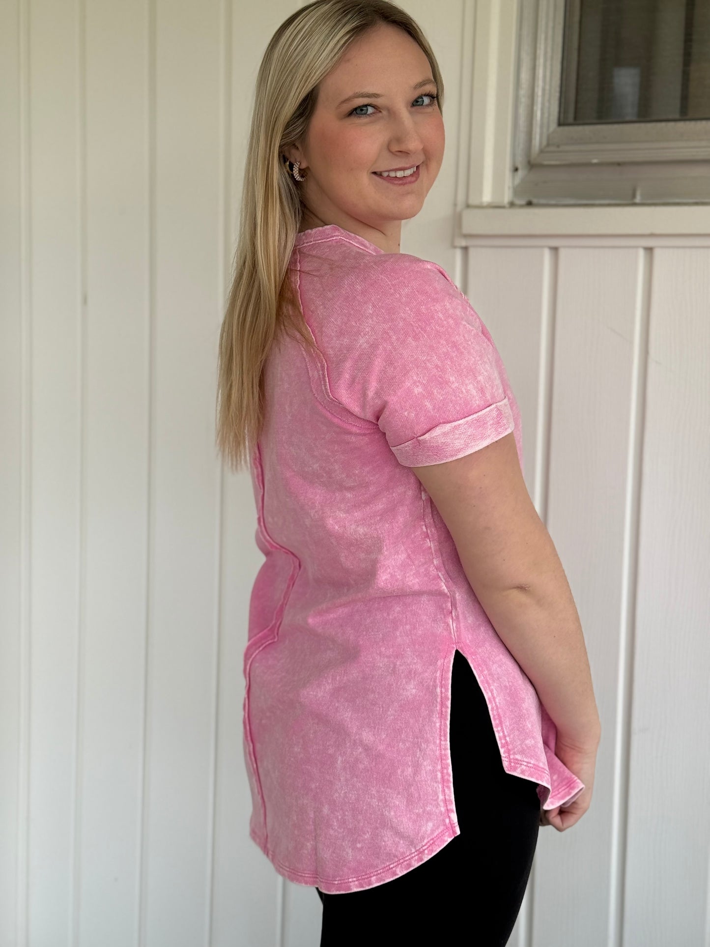 Abby's Acid Color Wash Short Sleeve Top