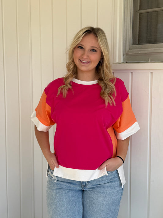 Color Block Short Sleeve T-Shirt