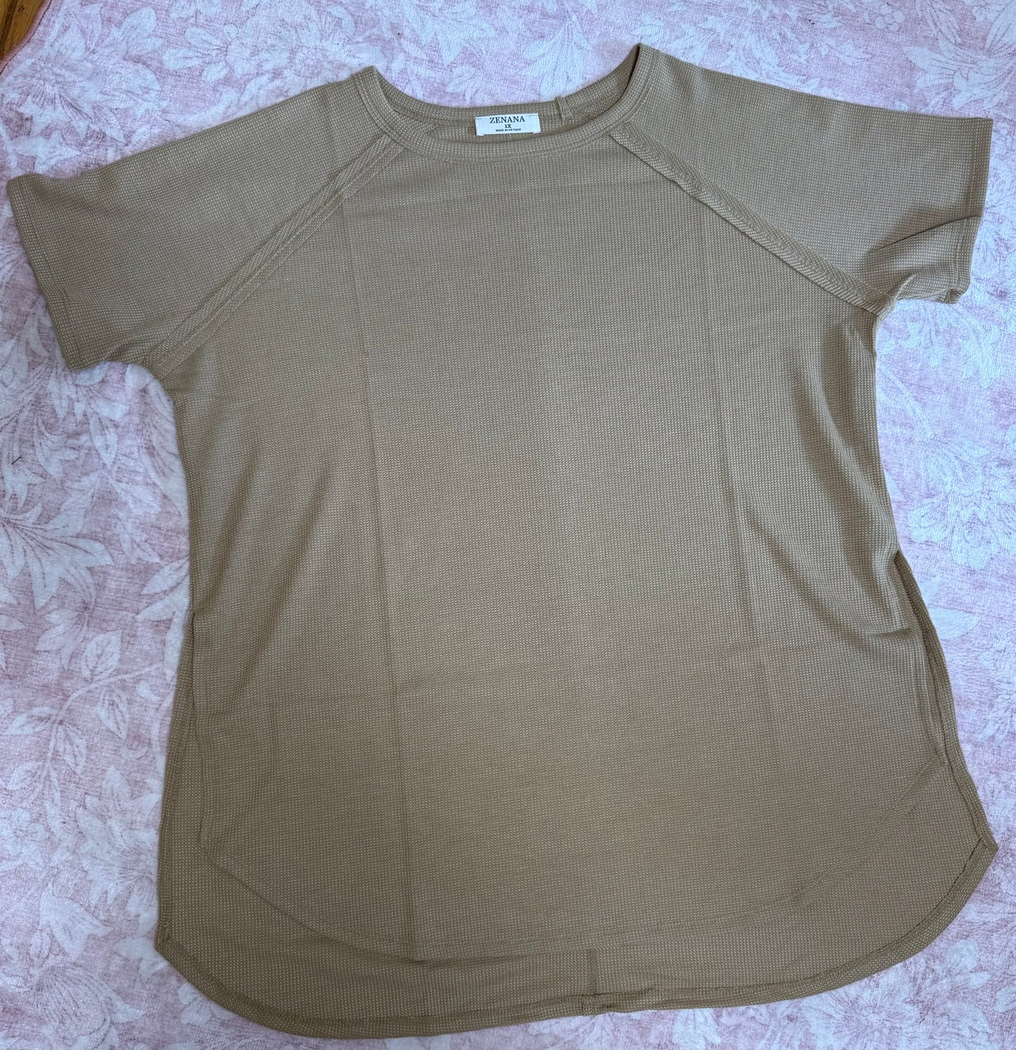 Autumn Meadow Waffle Top- Light Camel