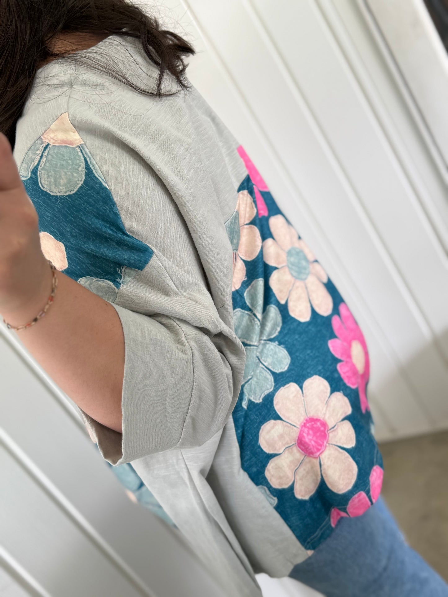Floral Colorblock High Low Top