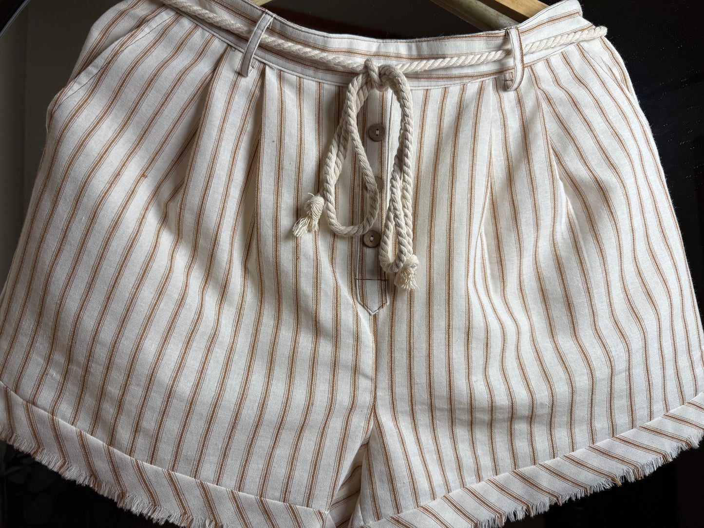 Boho Striped Rope Belt Shorts