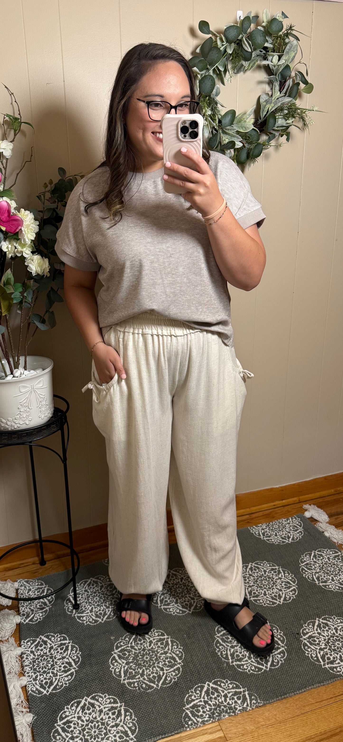 Linen Tie-Pocket Joggers