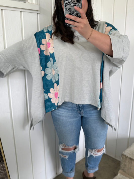 Floral Colorblock High Low Top