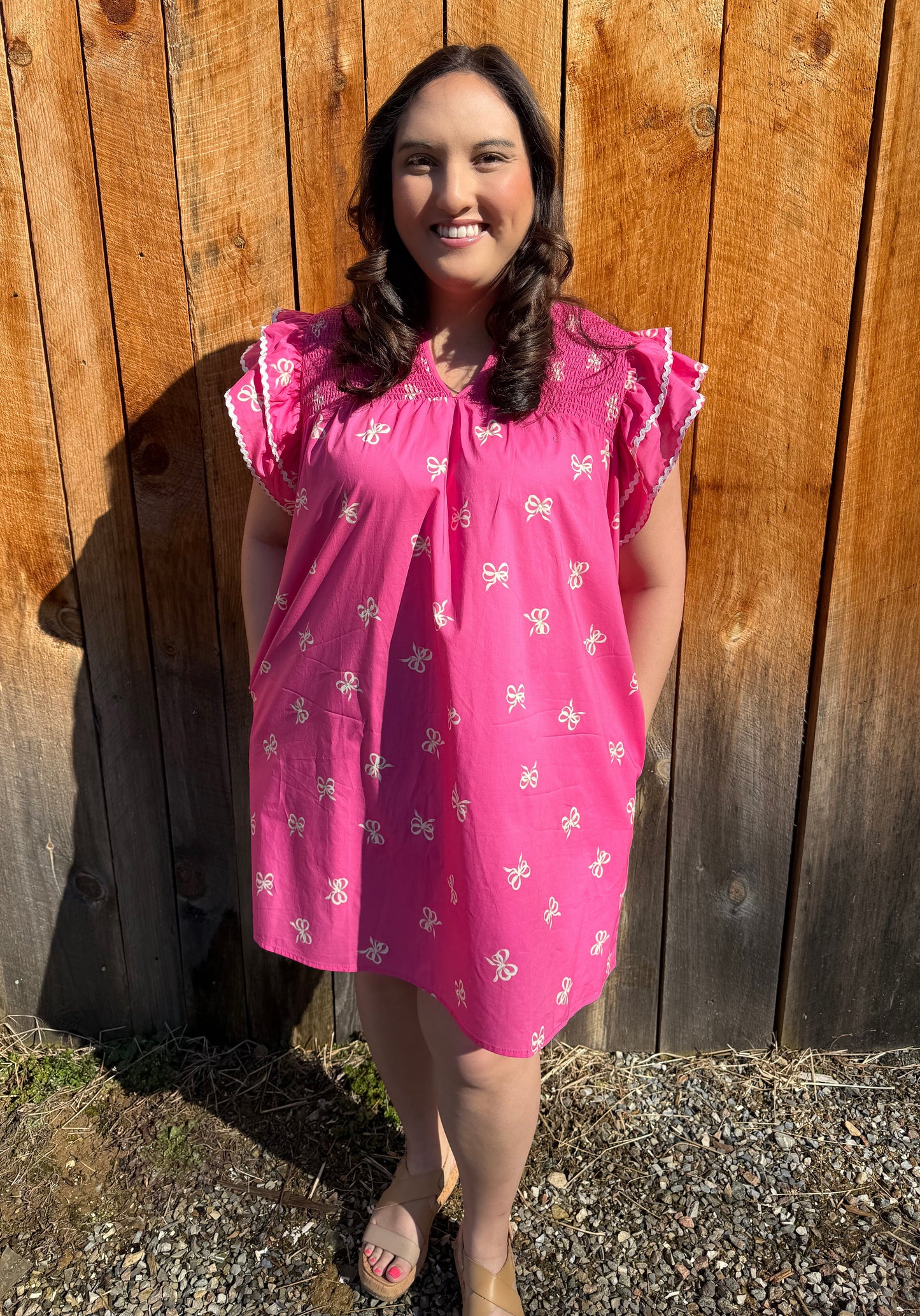 The Bow Belle Dress- Hot Pink