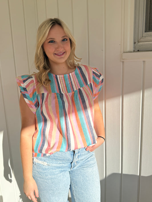 Alley's Striped Ruffle Top