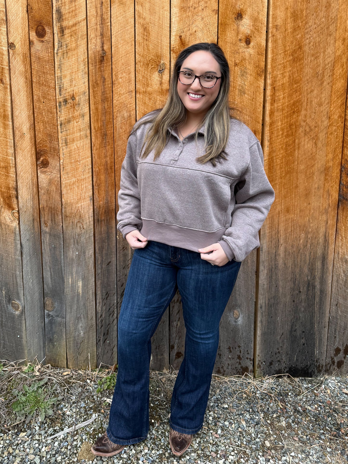 Nutcracker's Classic Snapped Sweatshirt- Walnut