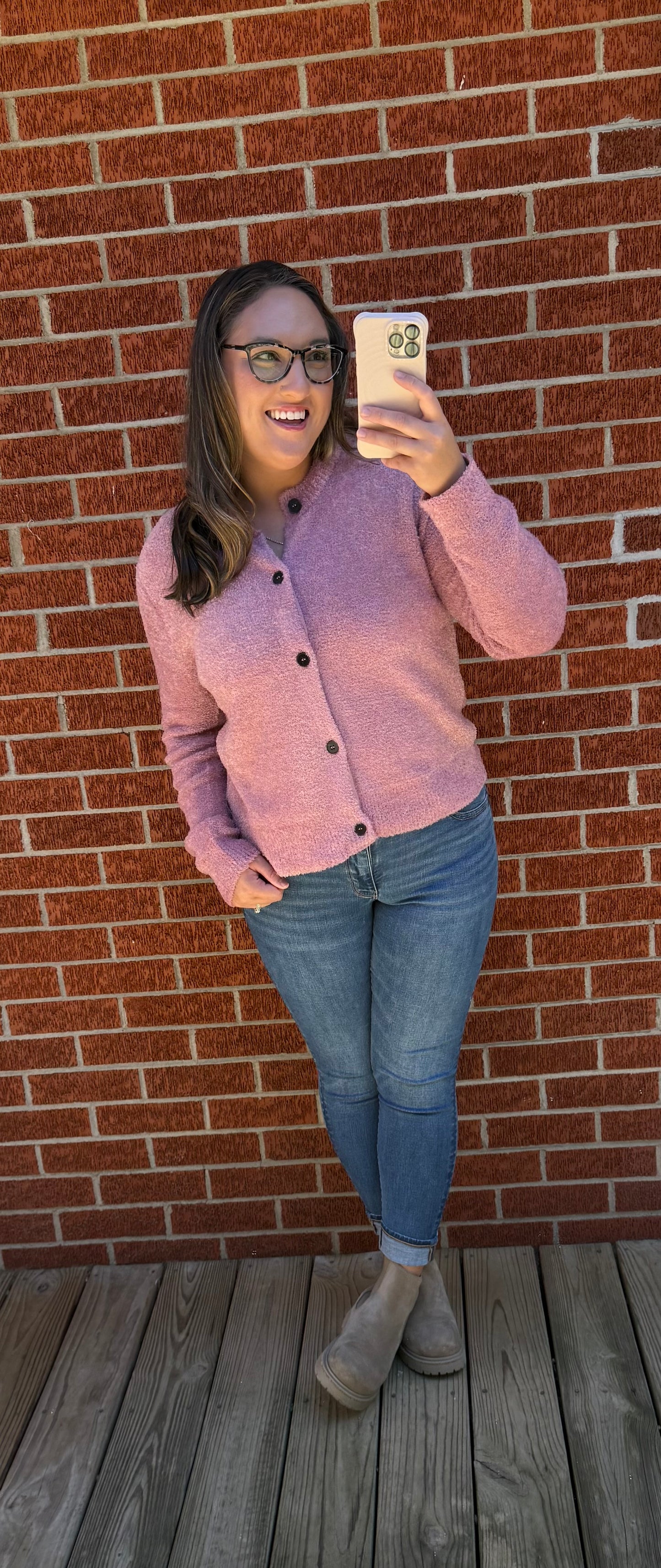 Petal Pink Cardigan- Light Rose