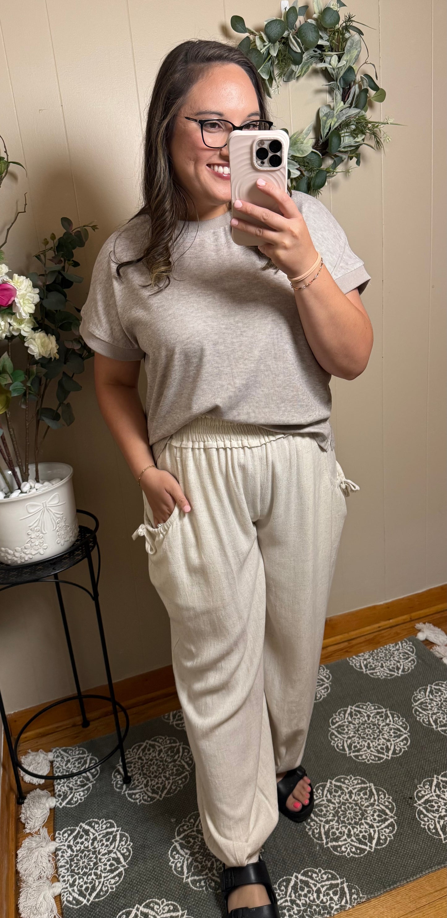 Linen Tie-Pocket Joggers