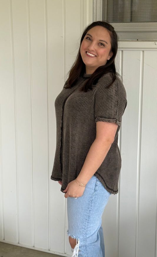 Nikki's Waffle Short Sleeve Top