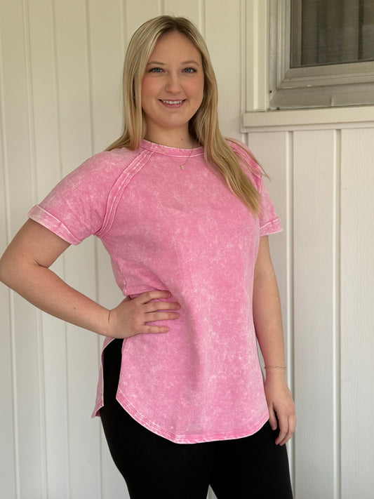 Abby's Acid Color Wash Short Sleeve Top