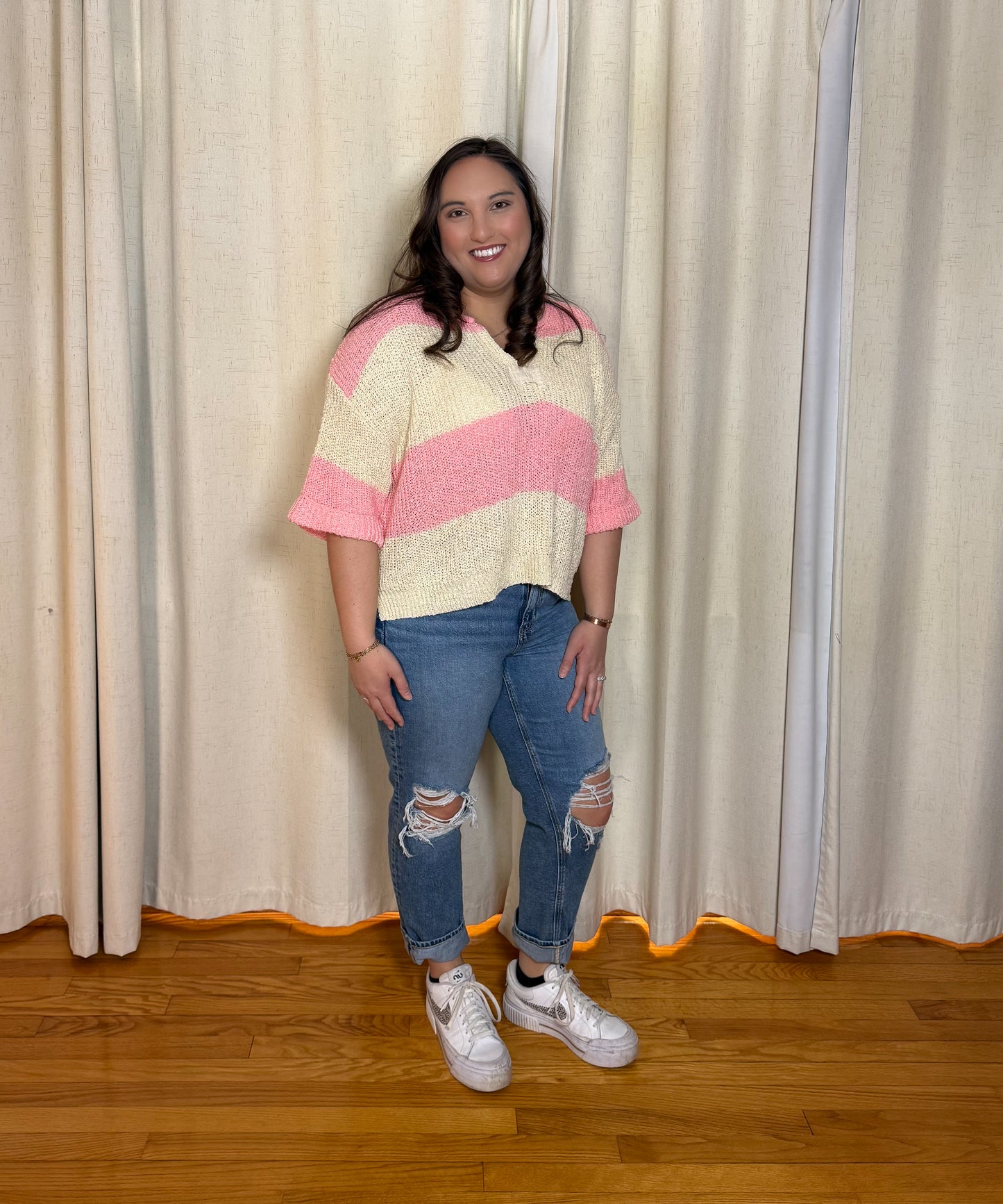 Coral Crush Knit Top- Coral Pink