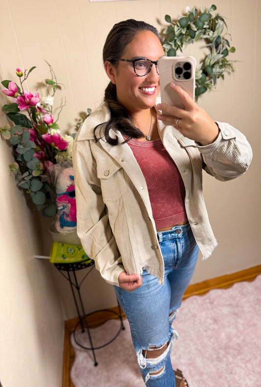 The Sandstone Corduroy Jacket- Sand Beige