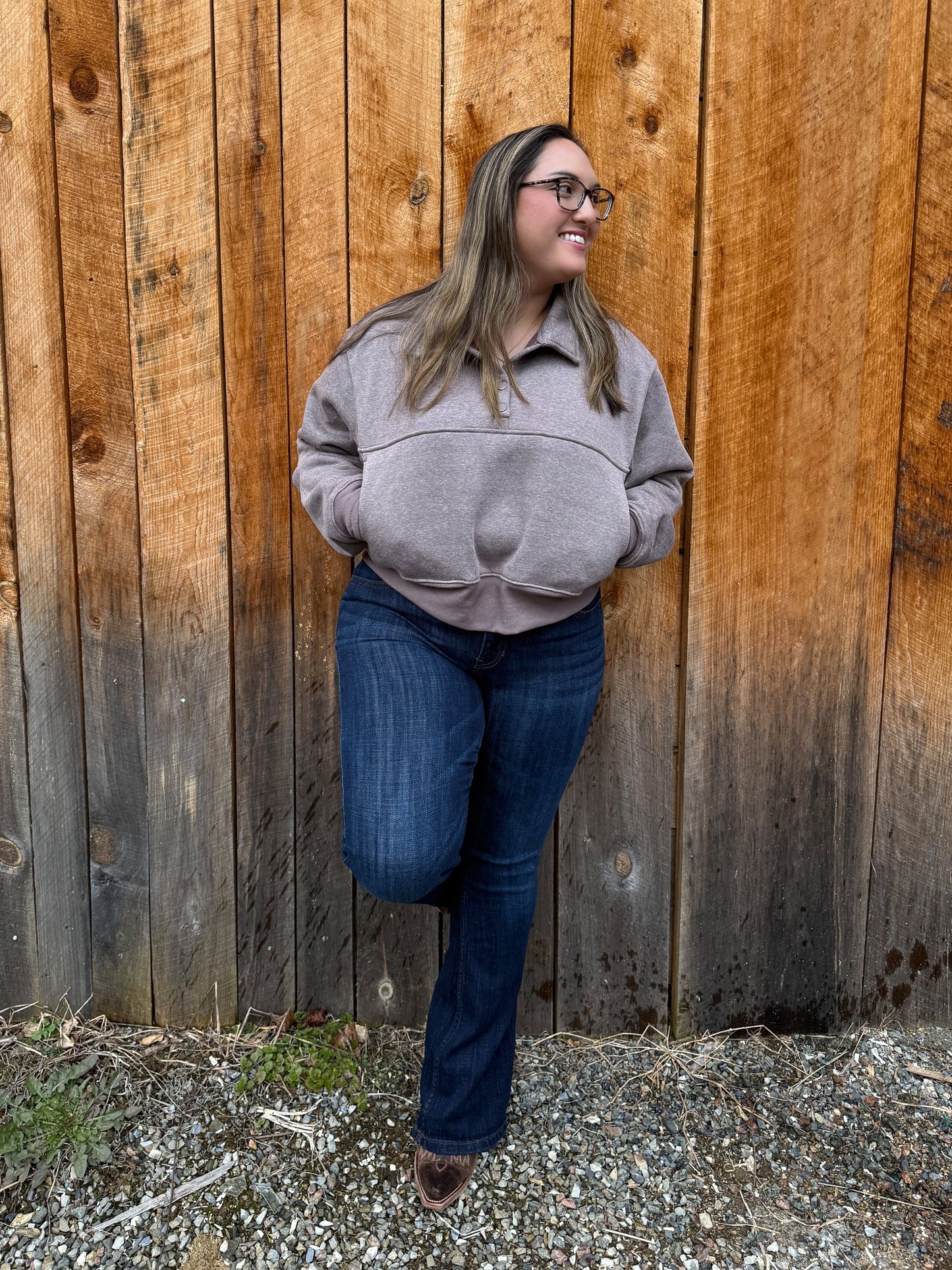 Nutcracker's Classic Snapped Sweatshirt- Walnut