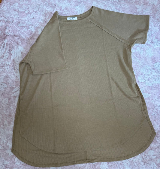 Autumn Meadow Waffle Top- Light Camel