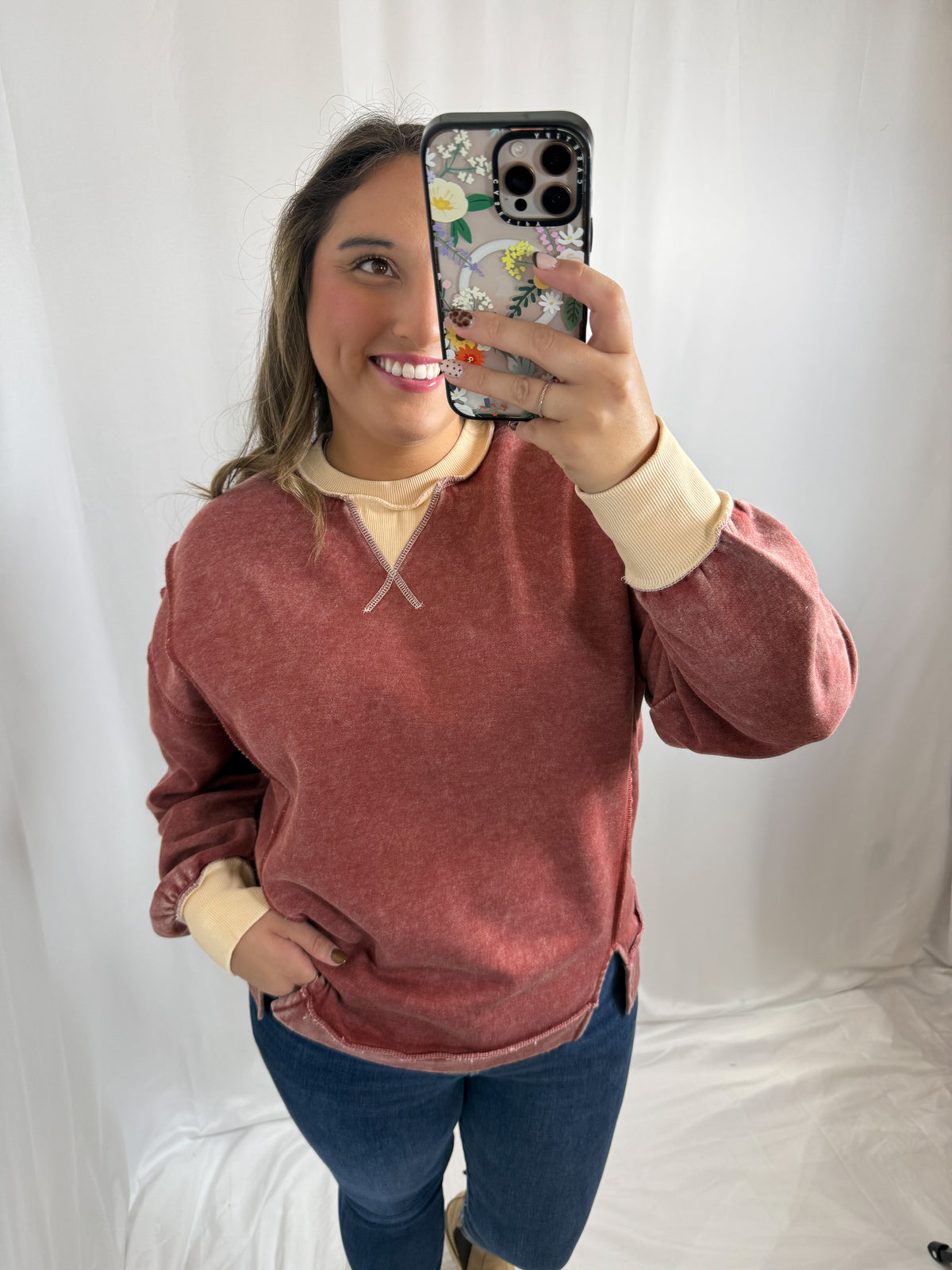 The Vintage Rust Pullover- DARK RUST