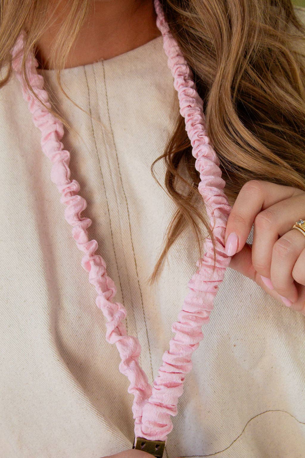 Dainty Pink Scrunchie Lanyard