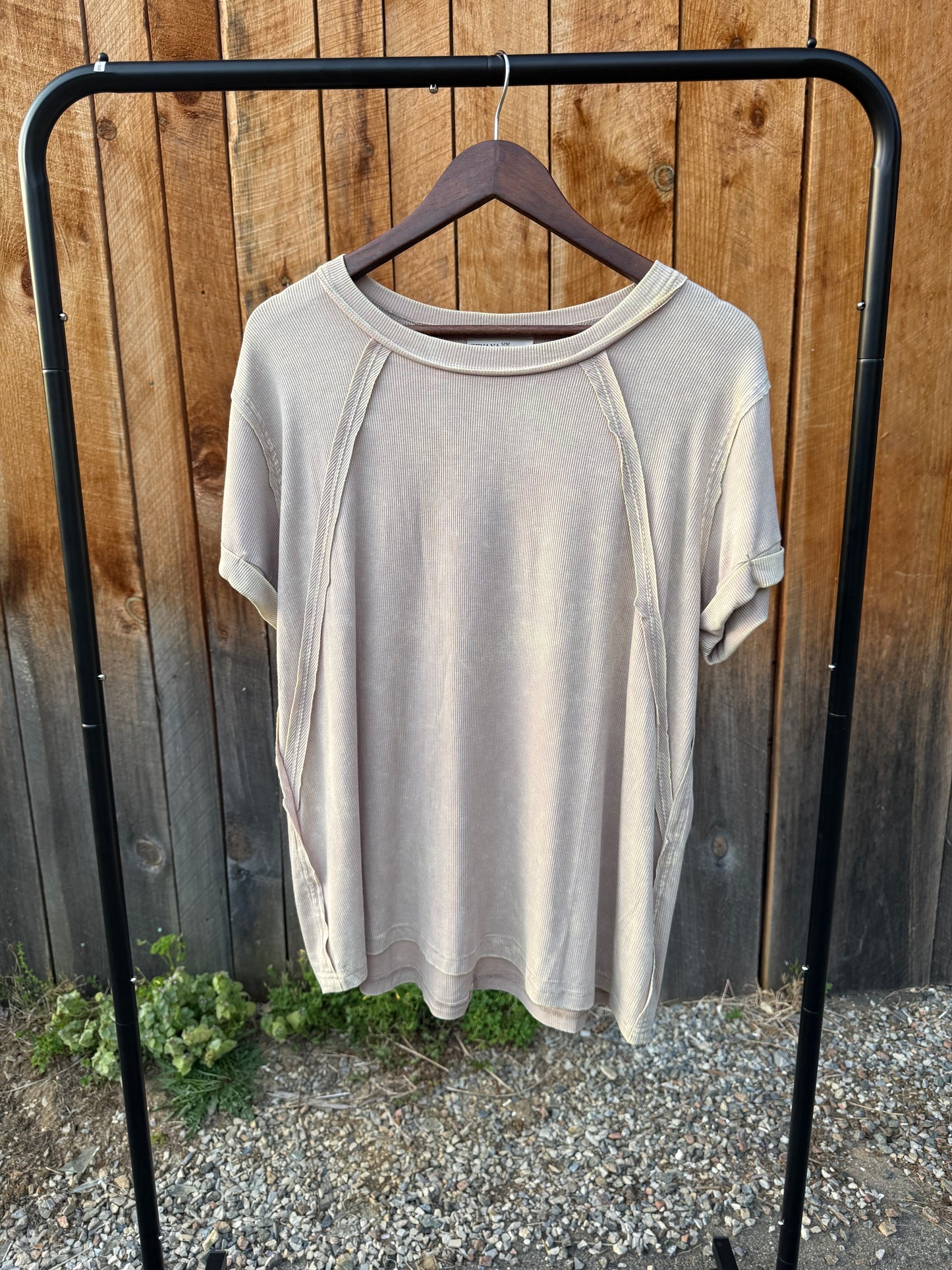 The Neutral Spring Ribbed Top- Ash Mocha