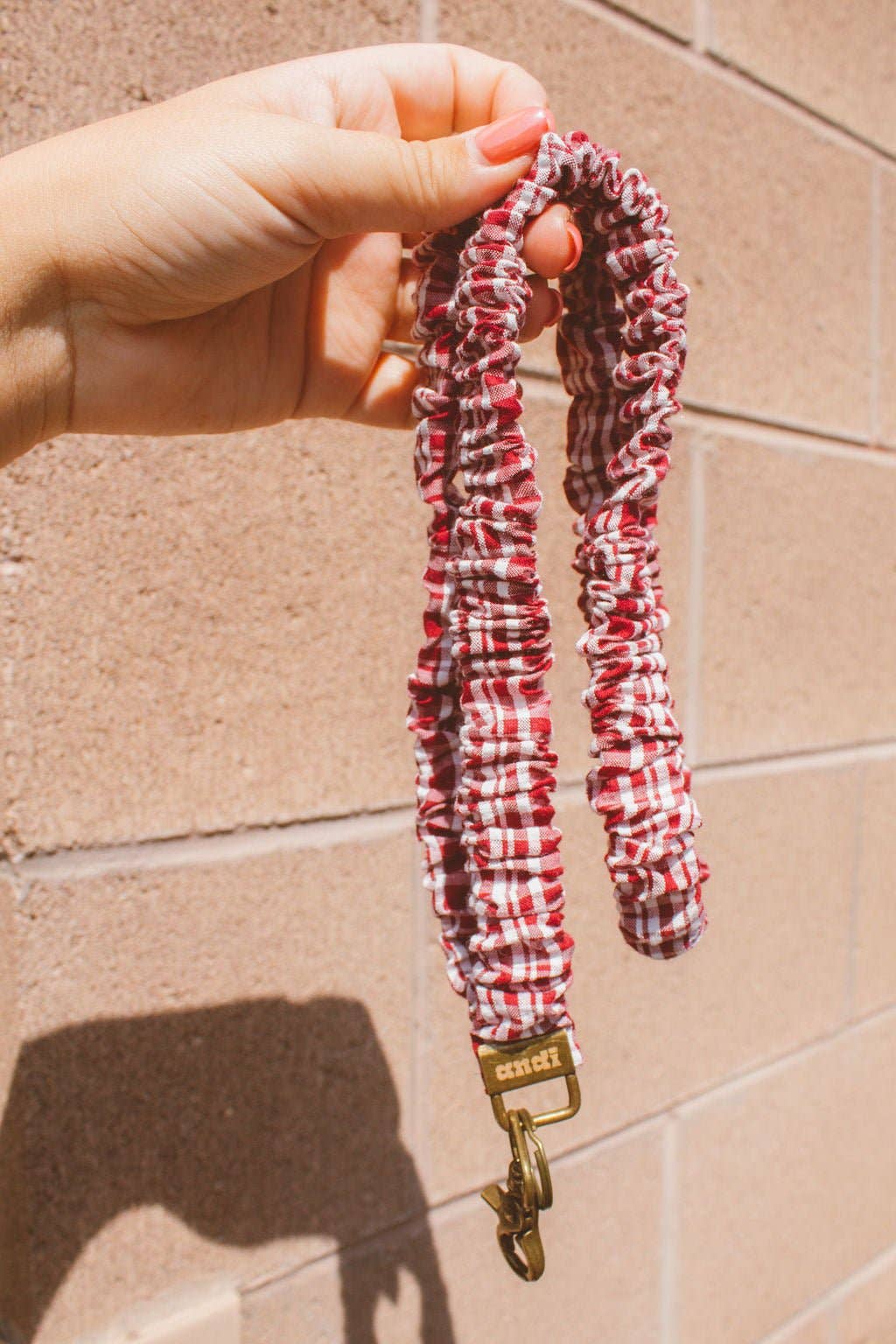 Maroon & White Checked Lanyard