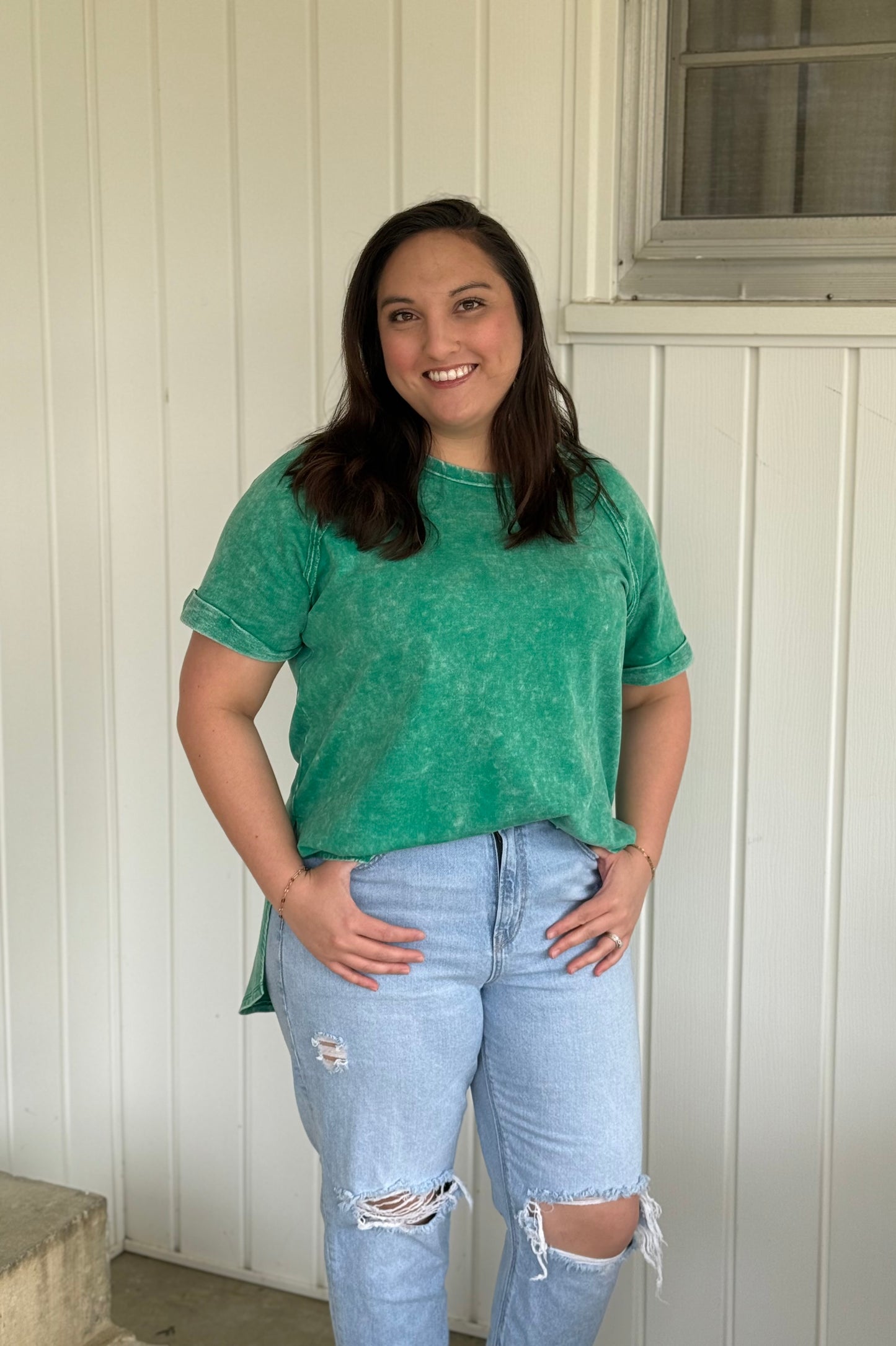 Abby's Acid Color Wash Short Sleeve Top