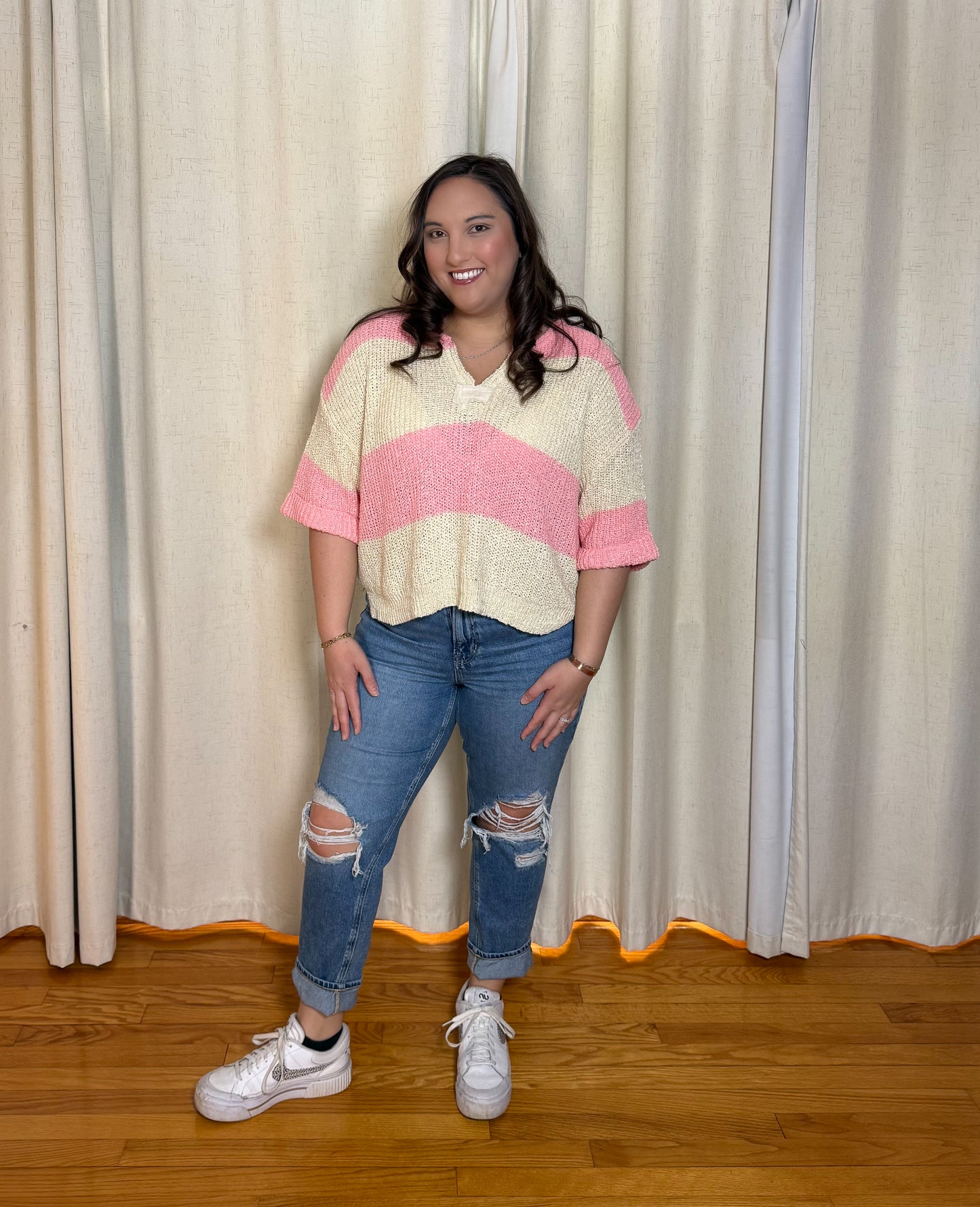 Coral Crush Knit Top- Coral Pink