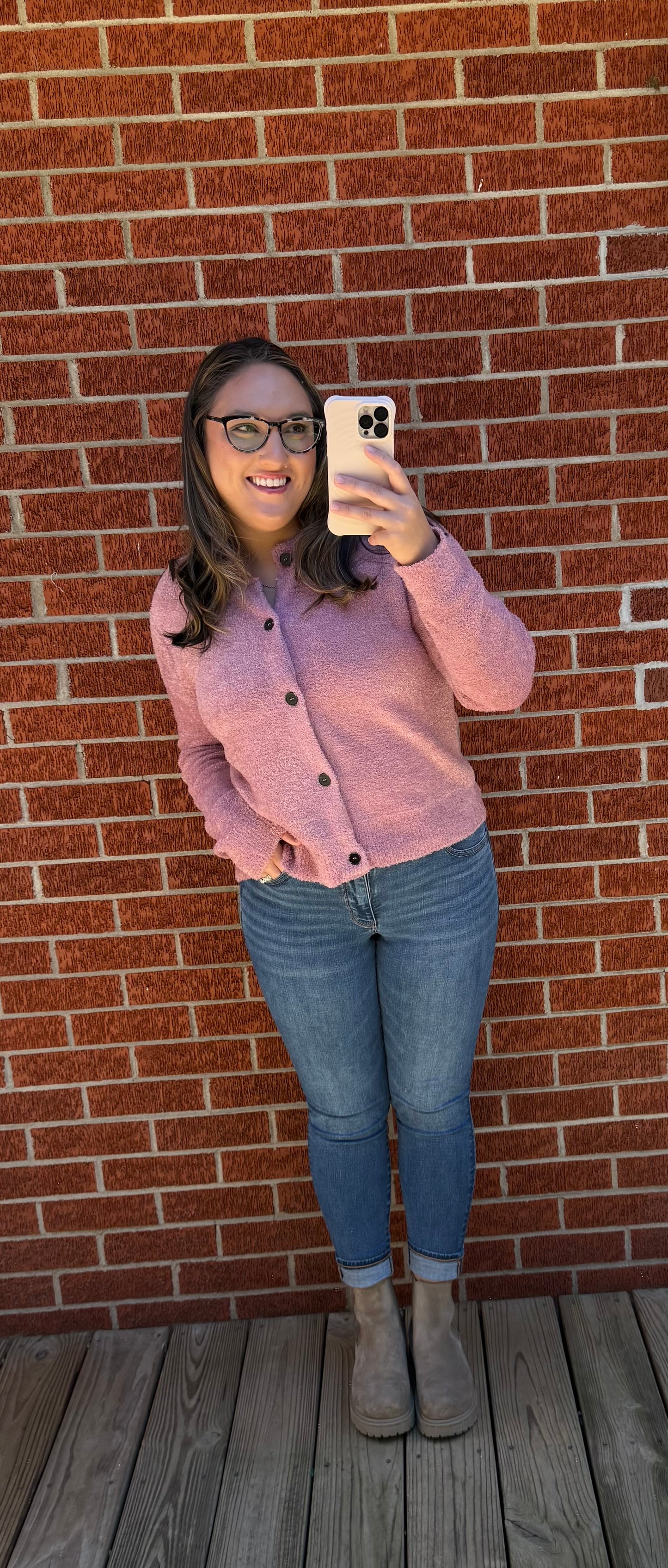 Petal Pink Cardigan- Light Rose