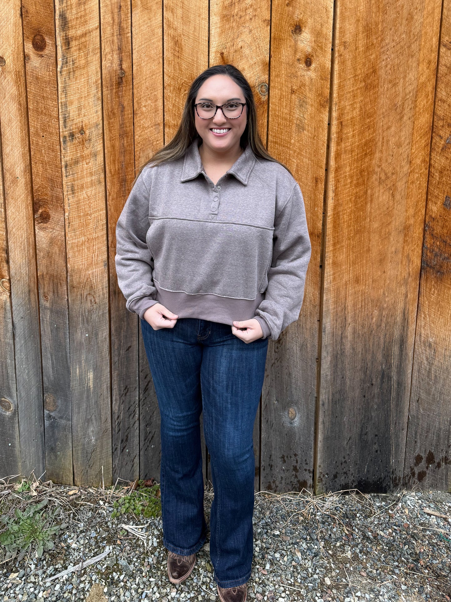 Nutcracker's Classic Snapped Sweatshirt- Walnut