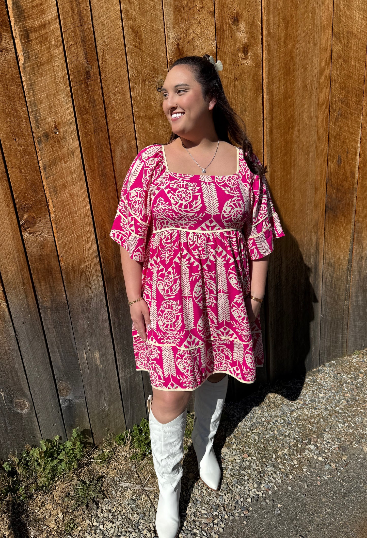 The Kennedy Aztec Dress- Fuchsia