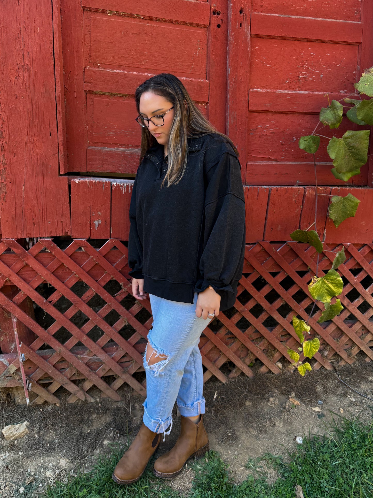 The Blackout Quarter Snap Fleece- Black