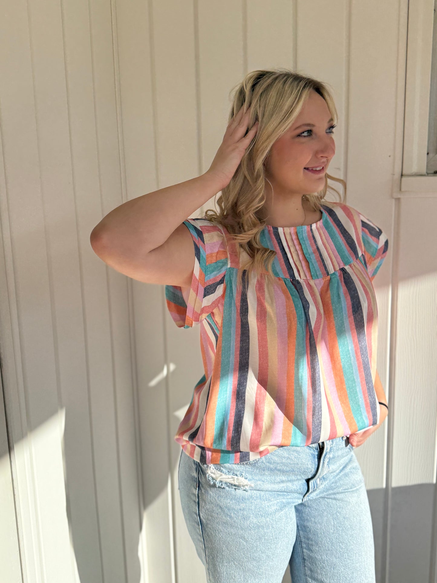 Alley's Striped Ruffle Top