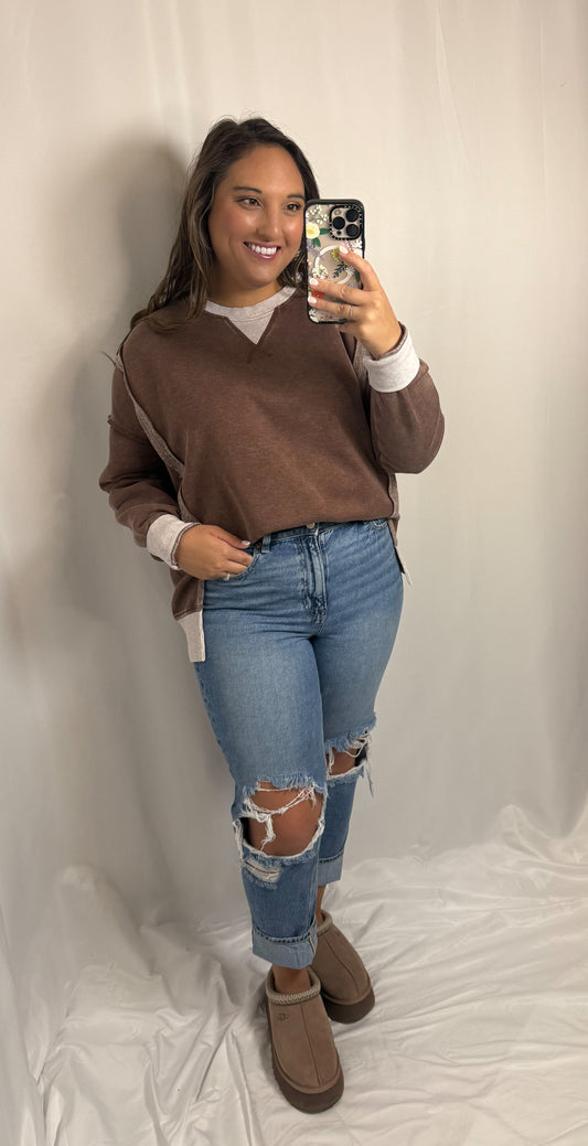 The Mocha Mornings Pullover- Brown