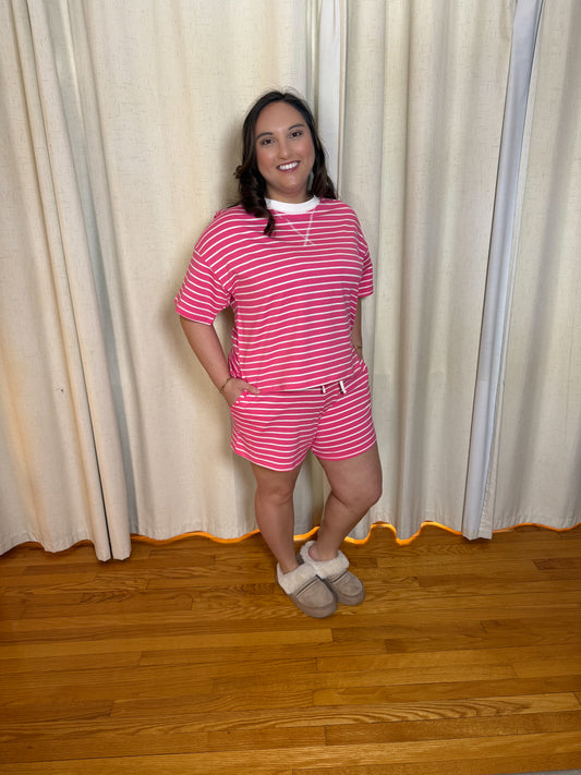 The Spritz Stripe Set- Fuchsia