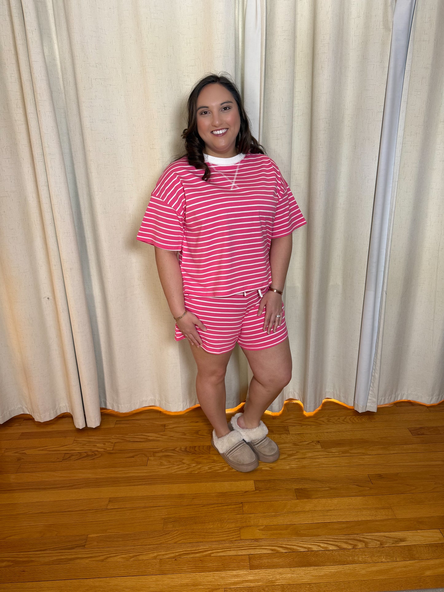 The Spritz Stripe Set- Fuchsia